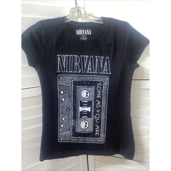 Nirvana Ladies’ Come As You Are Black T-Shirt Short Sleeve Music Graphic Medium - Picture 1 of 5